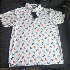 Bad Birdie Core Polo Shirt Mens sizes White Crushable Beer Can Stretch Golf